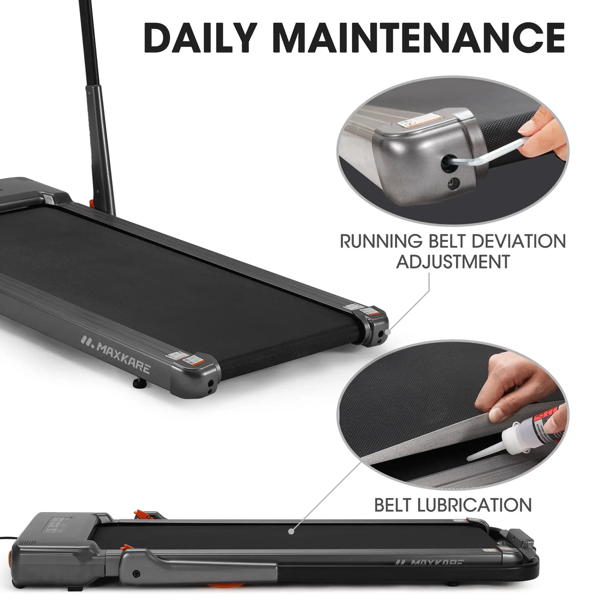 MaxKare 2-in-1 Folding Under Desk Treadmill, 2.5HP, 7.5MPH, 265 lbs Capacity