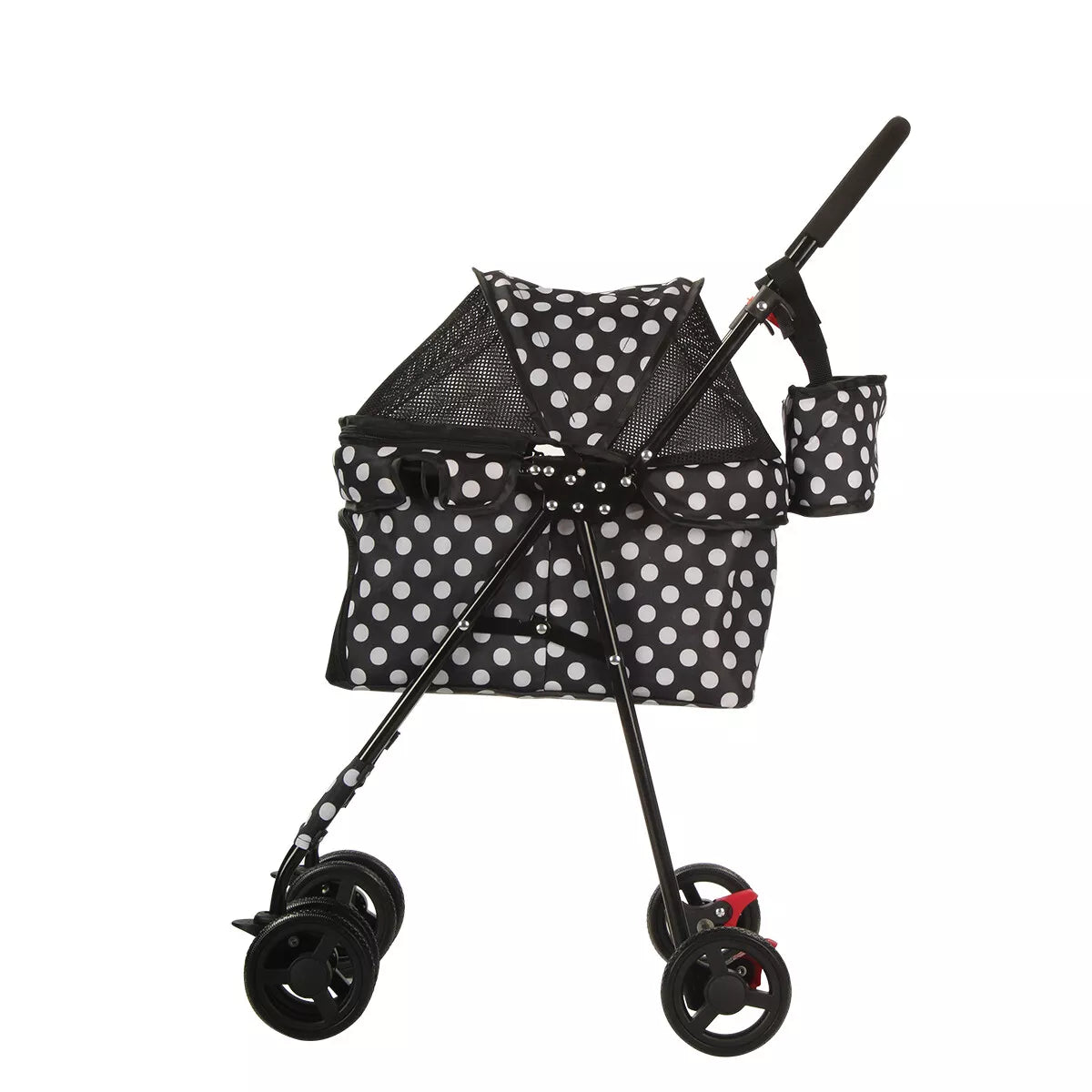 Foldable Pet Travel Stroller For Cats & Dogs, Waterproof, 4 Wheels, Black