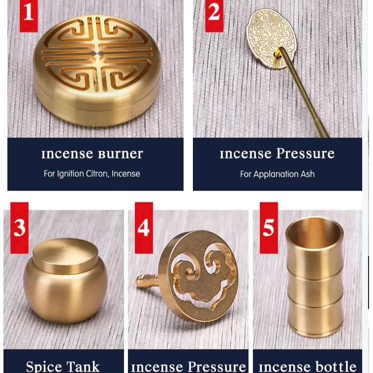 Powder Incense Burner Brass Tools Kit