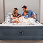 Intex Dura-Beam Deluxe Ultra Plush Headboard Queen Airbed, Gray, 18in, Built-In Pump - 64447ED