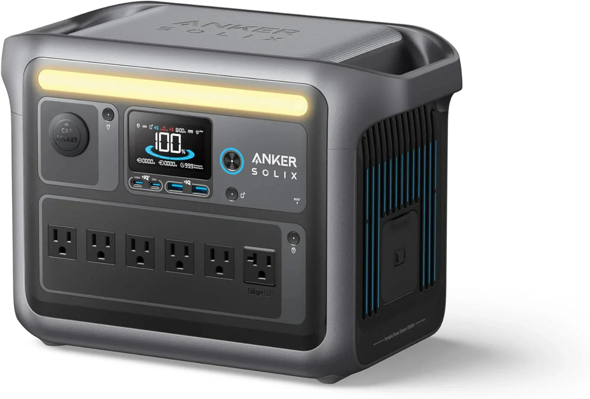 Anker SOLIX C1000 Portable Power Station With 200W Solar Panel, 1800W, 1056Wh LFP Battery, 6 AC Outlets - B17611A3