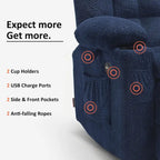 MCombo Power Reclining Loveseat With Heat, Vibration, Cupholders And USB Charge Ports - RS6314