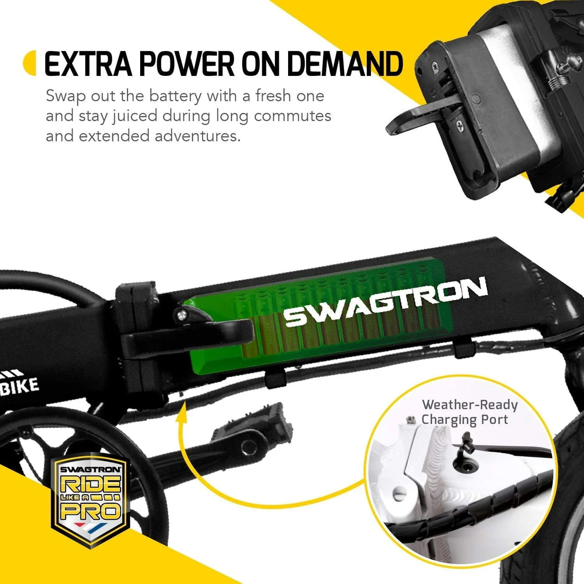 Swagtron Swagcycle EB5 Pro Plus Folding Electric Bike With Pedals, Lightweight Aluminum - Recertified
