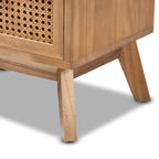 Baxton Studio Walnut Brown Finished Wood 2-Drawer Nightstand With Rattan - Baden