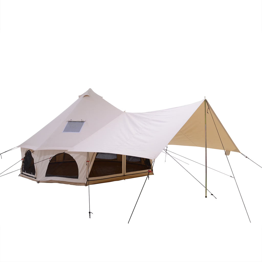 White Duck Outdoors Regatta Bell Tent Awning, Desert Red, 10 ft - Complete Canopy With Poles