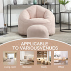 MOONMISS Microfiber Upholstered Round Bean Bag Sofa Chair With Ottoman - Gray