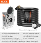 VEVOR 50 Amp Generator Cord And Power Inlet Box Kit, 50-Foot, NEMA 14-50P/SS2-50R, 6/3+8/1 AWG