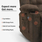 MCombo Power Reclining Loveseat With Heat, Vibration, Cupholders And USB Charge Ports - RS6314