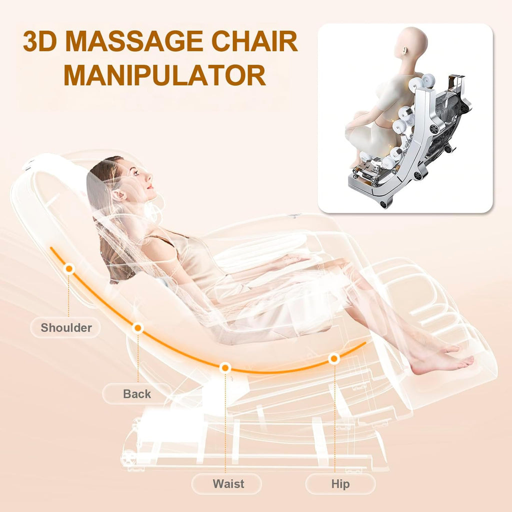 F&G Full Body Zero-Gravity SL Track Massage Chair With 5 Level Heating And Foot Rollers