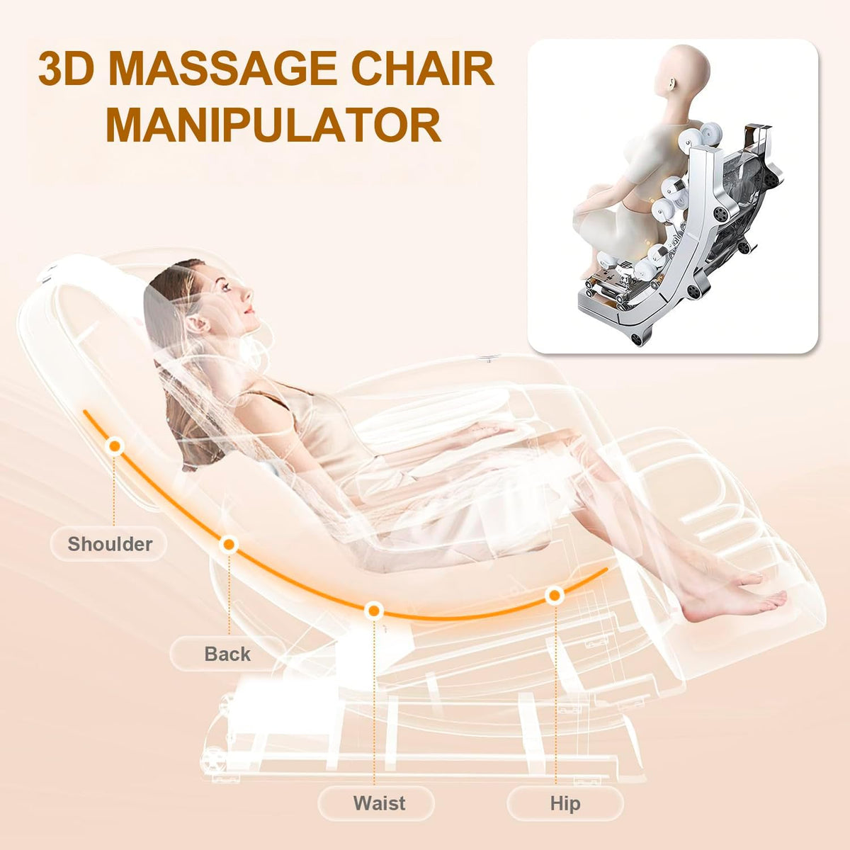 F&G Full Body Zero-Gravity SL Track Massage Chair With 5 Level Heating And Foot Rollers