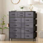 12-Drawer Fabric Dresser With Wood Top And Metal Frame