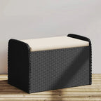 vidaXL Outdoor Poly Rattan Storage Bench With Cushion, Black, 45.3 x 20.1 x 20.5 in