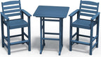SERWALL 3-Piece Adirondack Bar Height Chair And Table Set, Blue