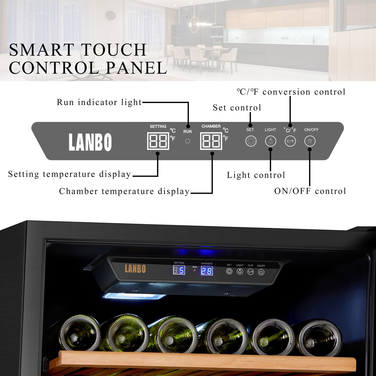 Lanbo 165 Bottle Built-In Black Single Zone Wine Cooler, 24 inch Width - LW177S