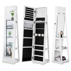 Dextrus Rotating Jewelry Armoire With Full Length Mirror, White