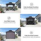 PURPLE LEAF Outdoor Hardtop Gazebo, 8' X 8', Galvanized Steel Double Roof, Aluminum Frame, Grey