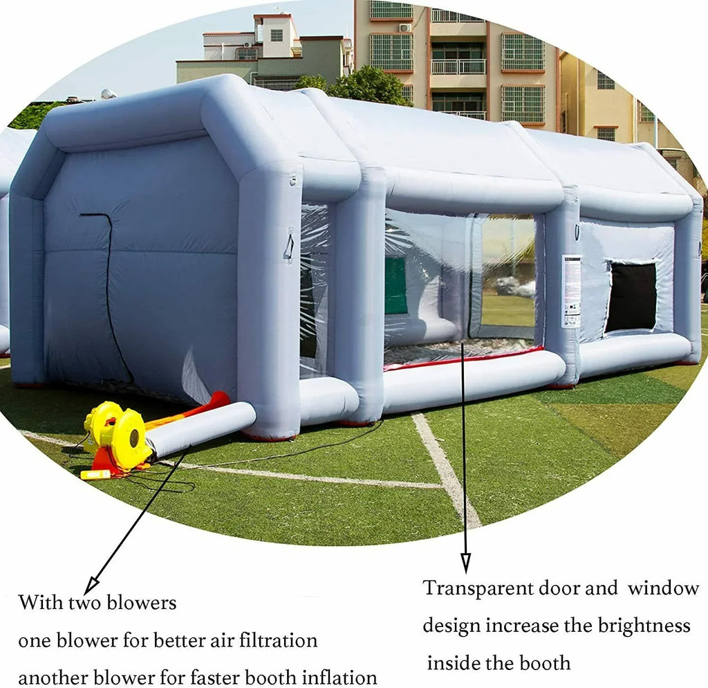 Urbanest Inflatable Spray Paint Booth 28x15x11FT With 2 Blowers - 950W And 350W