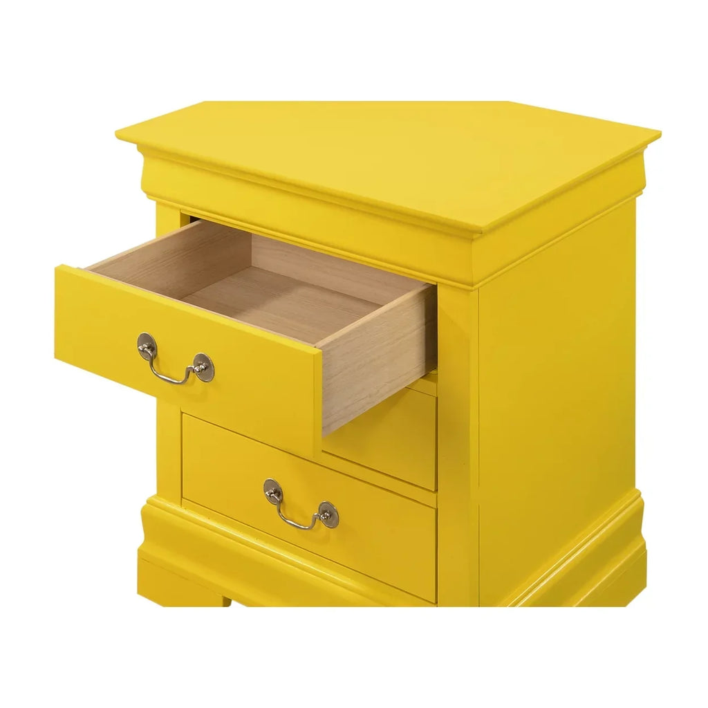 Passion Furniture Louis Philippe 3-Drawer Yellow Nightstand 29in H x 16in W x 21in D - PF-G3102-3N