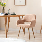 HengMing Faux Fur Mid Century Dining Side Chairs With Painted Steel Legs