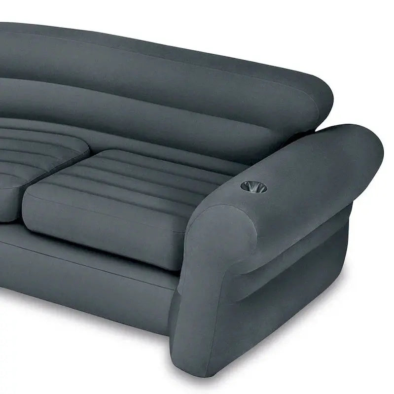 Intex Inflatable L-Shaped Corner Lounge Sofa, Gray, 2-Pack, 30 Inches - Built-In Cup Holders