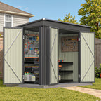 Patiowell Outdoor Metal Storage Shed, 8x4 FT, Black, 3 Lockable Doors