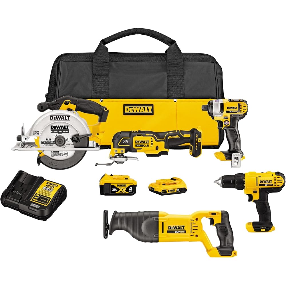 DEWALT 20V MAX 5-Tool Cordless Power Tool Combo Kit With Batteries And Charger - DCK551D1M1