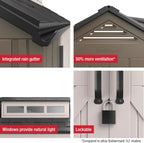 Rubbermaid Resin Outdoor Storage Shed With Floor, 7 x 7 Ft, Gray