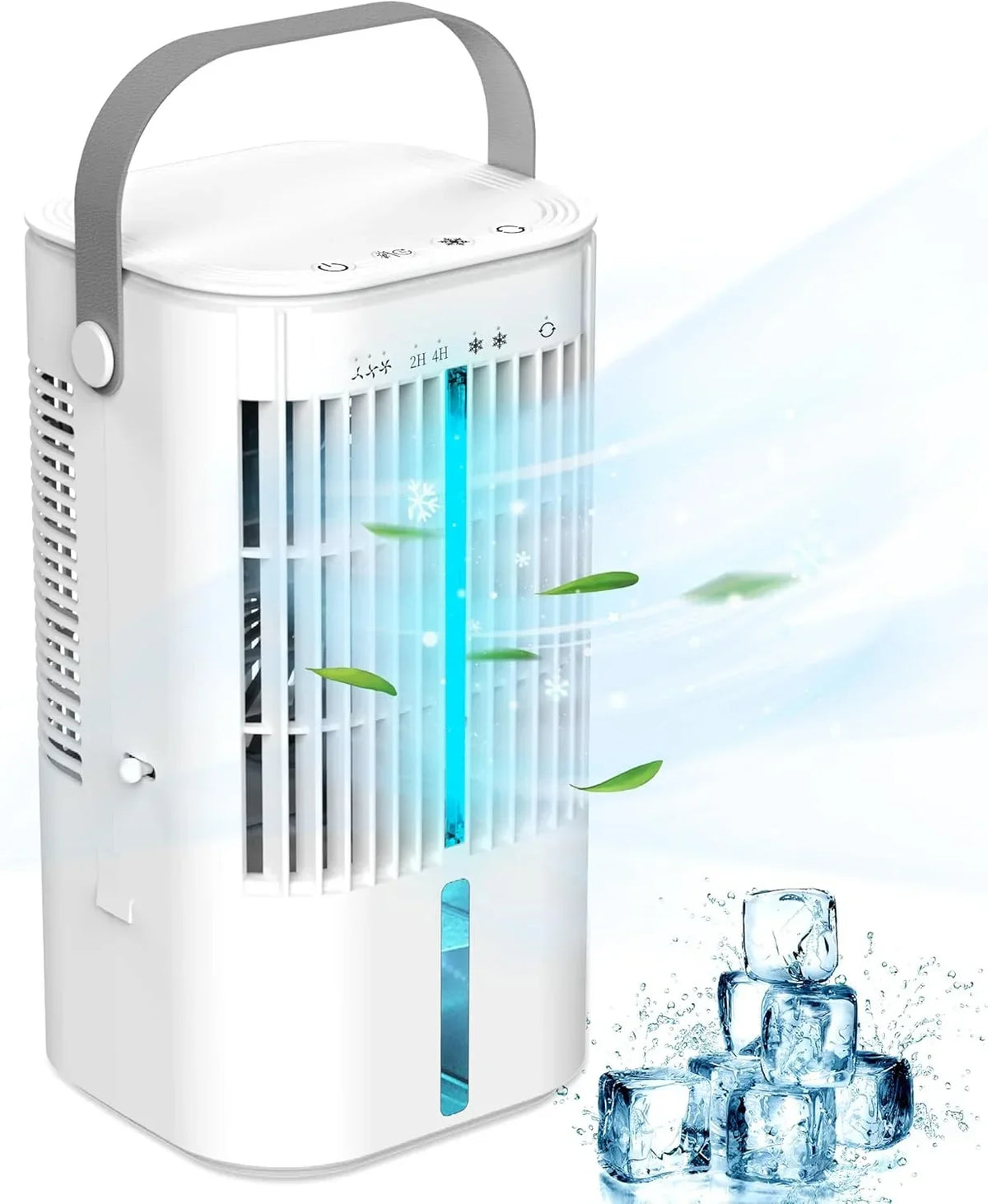 Portable Evaporative Air Cooler With 180 Degree Auto Rotation, 3 Wind Speeds, 2-4H Timer, 1000ml Tank
