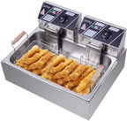 12 Liter Stainless Steel Deep Fryer With Basket Strainer, Adjustable Temperature And Timer
