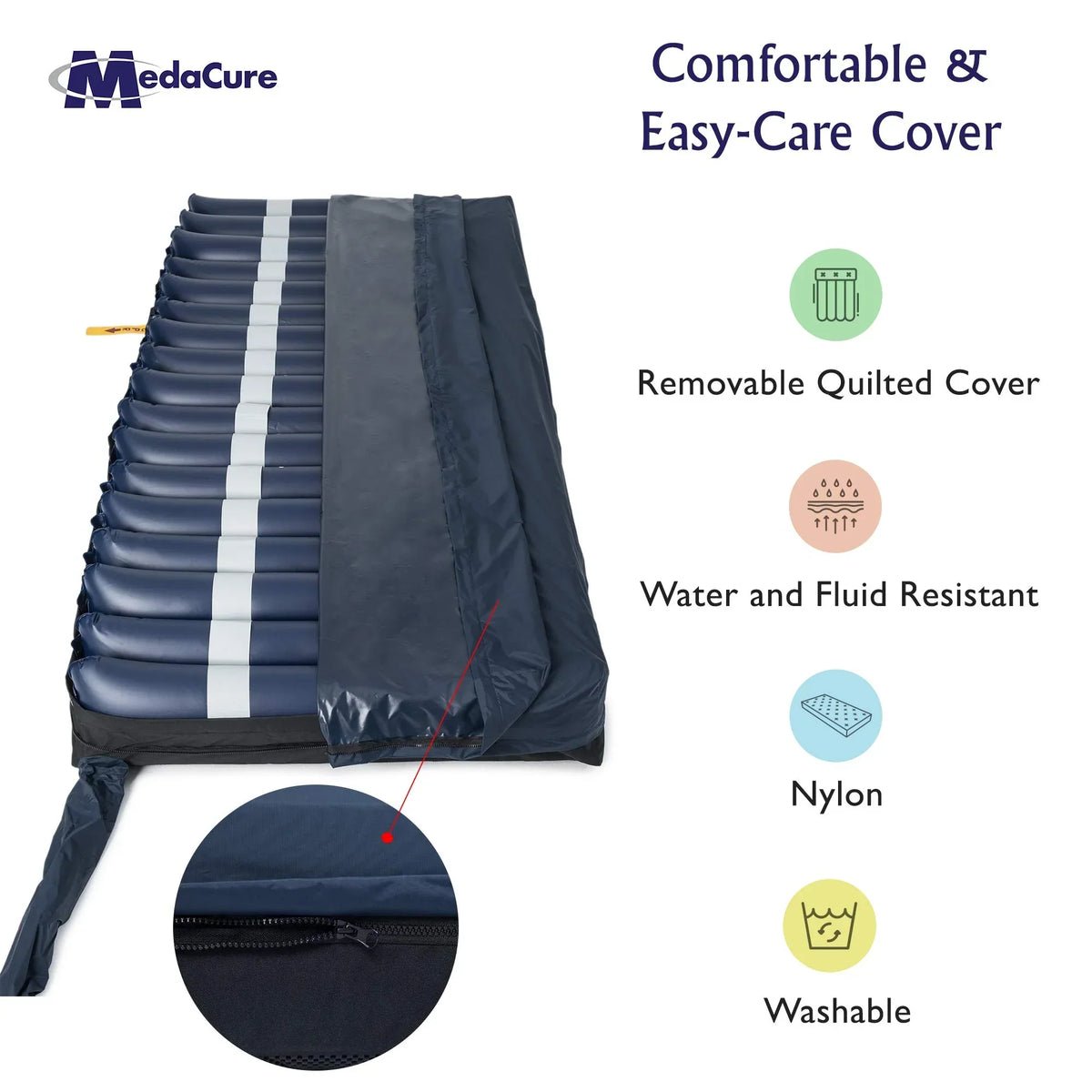 Medacure Alternating Pressure Air Mattress For Hospital Beds, 80 x 36 x 8 in, Twin - Pump Included
