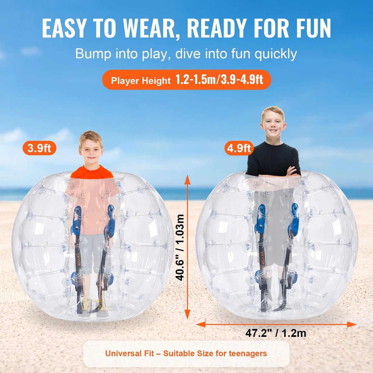 KFFKFF Inflatable Bumper Balls 4FT/1.2M 2-Pack, Transparent Dots - HCPPQ-005