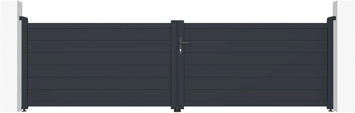 Casanoov Aluminum Swing Gate 392 cm x 161 cm Anthracite Gray RAL 7016 - KIT-000024