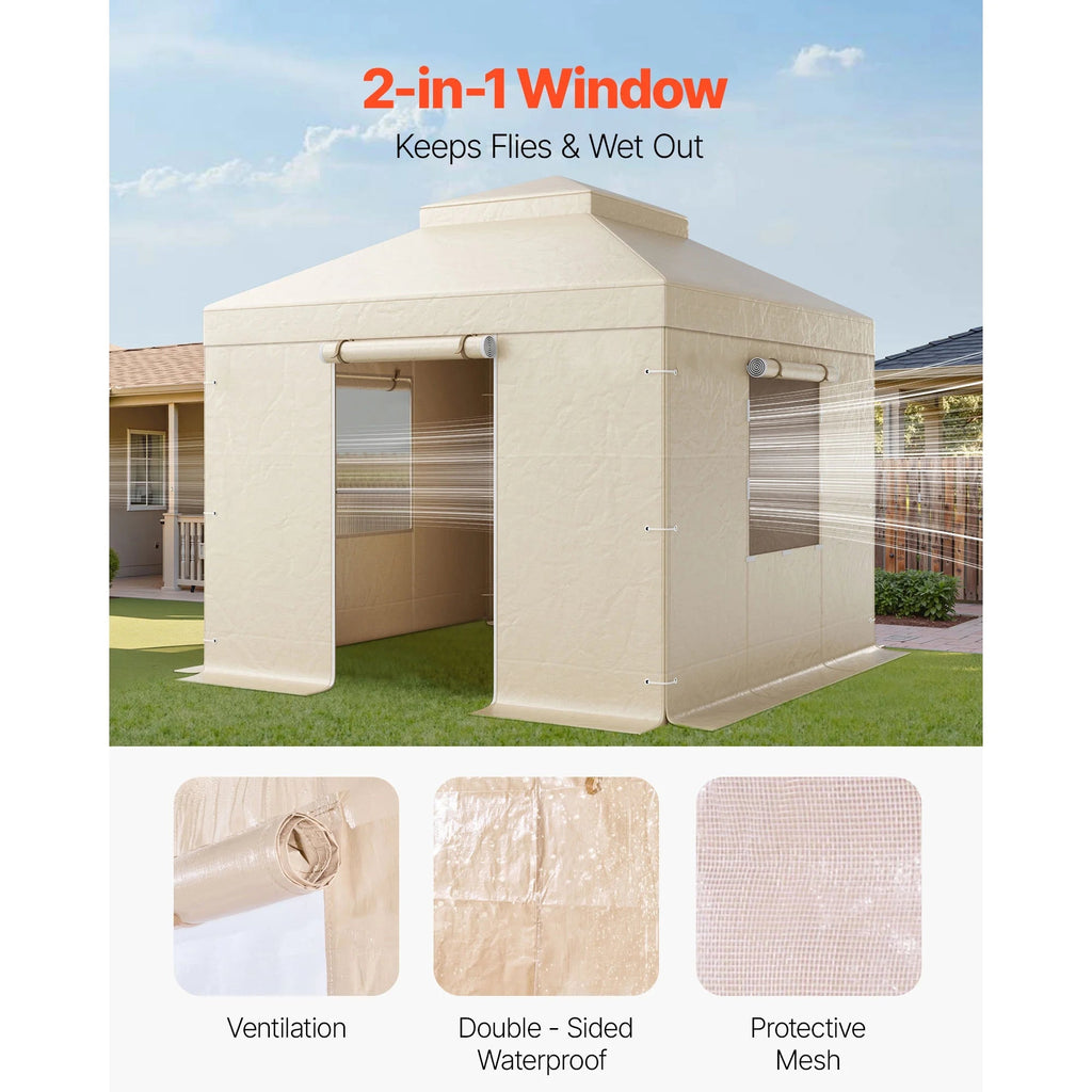 KFFKFF Winter Gazebo Cover for 10 x 10 ft Double-Tiered Gazebos, Beige - LTS-MM180-1010