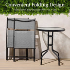 Best Choice Products 3-Piece Patio Bistro Dining Set With Glass Tabletop And Folding Chairs - Gray