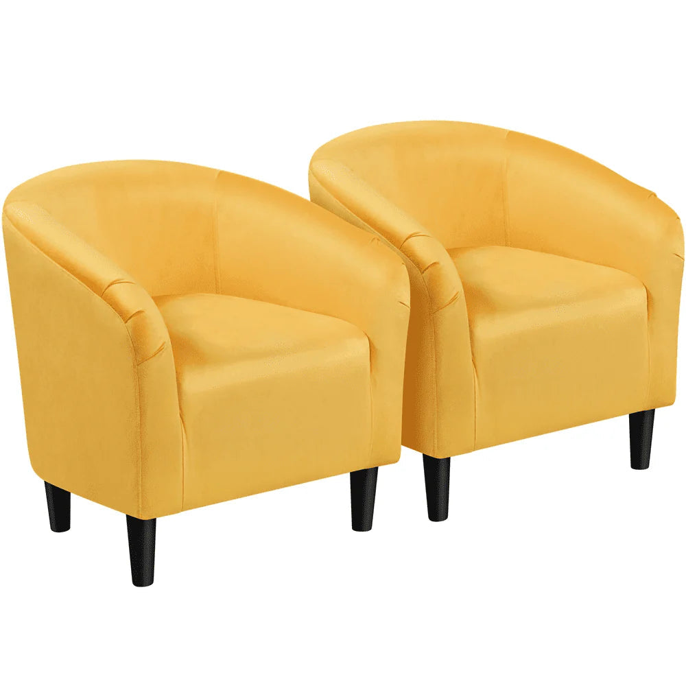 Easyfashion Tub Chairs Set Of 2 - Yellow Velvet