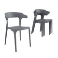 Novogratz Poolside Felix Stacking Dining Chairs, Indoor/Outdoor, 4-Pack, Charcoal