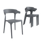 Novogratz Poolside Felix Stacking Dining Chairs, Indoor/Outdoor, 4-Pack, Charcoal