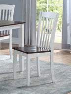 Dining Side Chairs 4pc Set White And Walnut Finish Wooden Seat