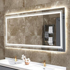 LED Lighted Bathroom Vanity Mirror, Silver, 3 Colors