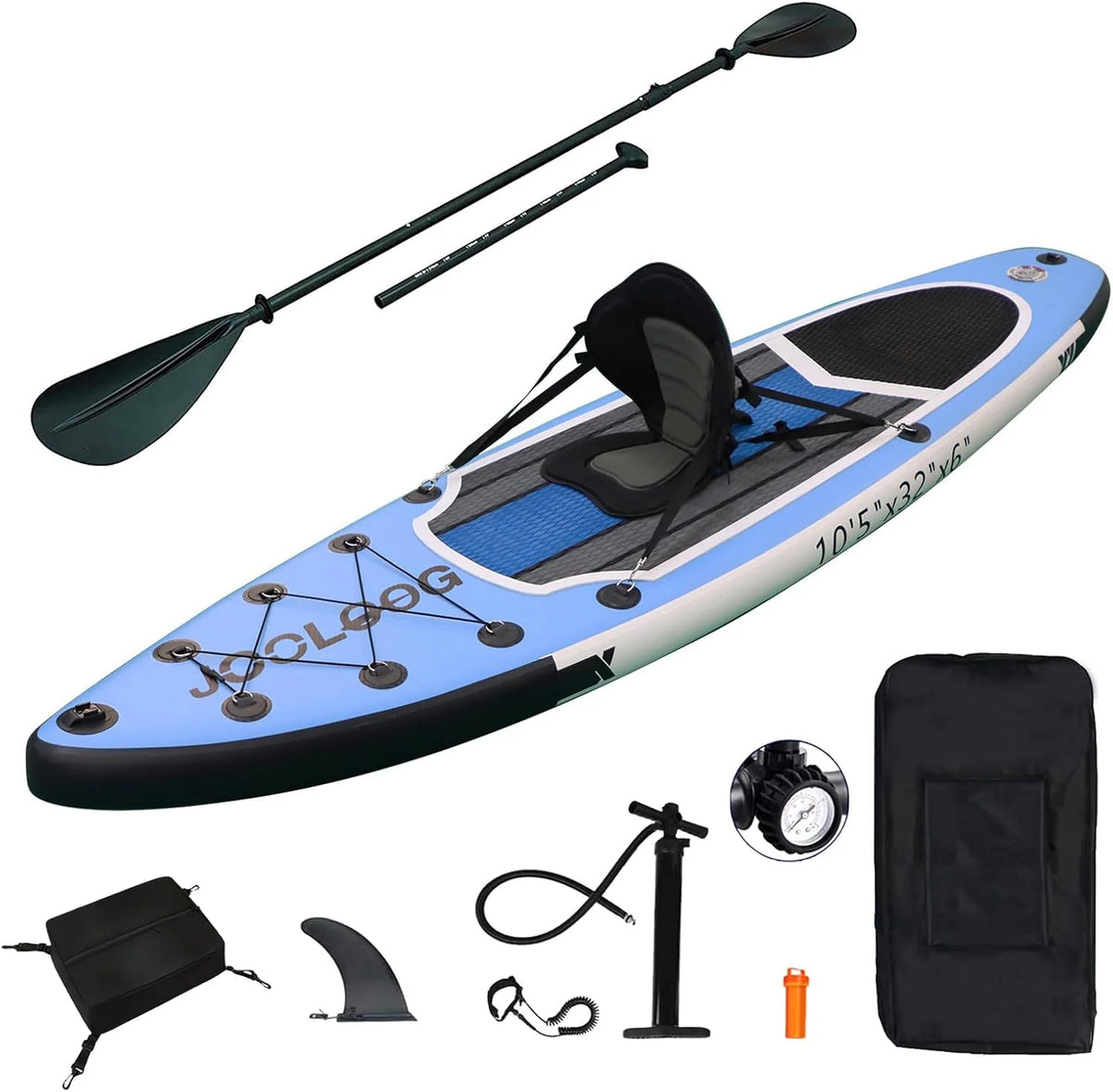 Inflatable Stand-Up Paddle Board With Seat, Blue, 10'5'' X 32'' X 6''
