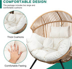 Shintenchi Wicker Egg Chair With Cushion - 400 Pounds Capacity