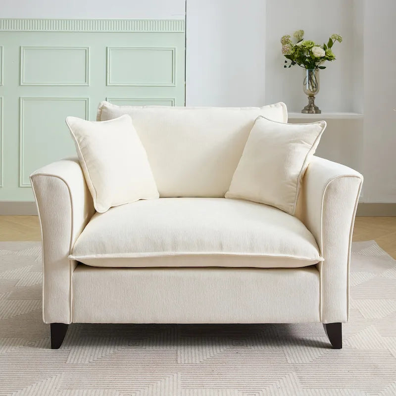 Oversized Chenille Fabric Armchair With 33.9 in Wide Seat Cushion