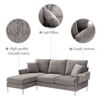 Churanty Convertible L-Shaped Sectional Sofa With Reversible Chaise Lounge, 84 Inch