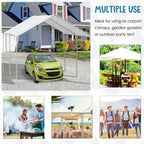Outsunny Galvanized Steel Carport Canopy 10' x 20', White - 3 Reinforced Steel Cables