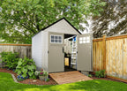 Rubbermaid Resin Outdoor Storage Shed With Floor, 7x7 ft, Gray