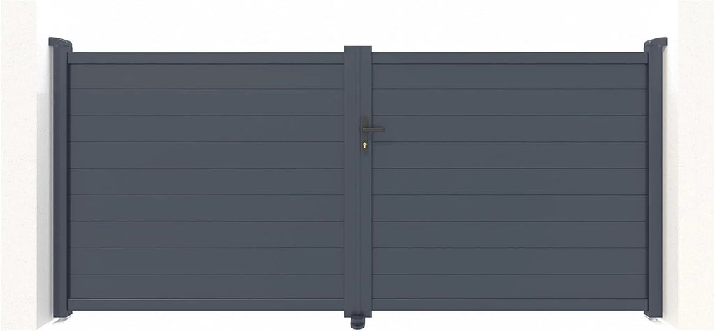 Casanoov Aluminum Swing Gate 392 cm x 161 cm Anthracite Gray RAL 7016 - KIT-000024