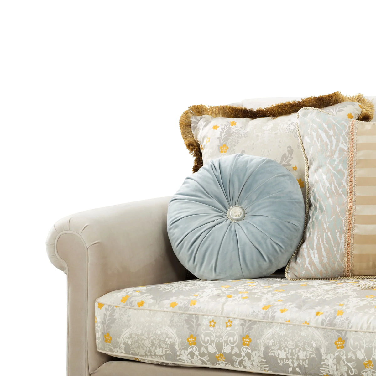 84in Modern Velvet Sofa Set, 3-Seater Couch With Loveseat, Beige