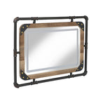 Industrial Metal Wall Mirror With LED Lights, 23.63in H x 31.5in W x 1.5in D