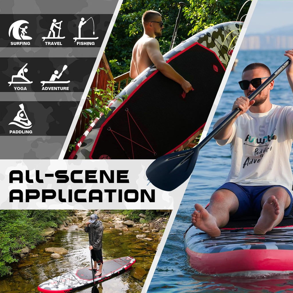 FunWater Inflatable Stand Up Paddle Board, 11 ft x 32 in x 6 in - SUP Paddle Accessories
