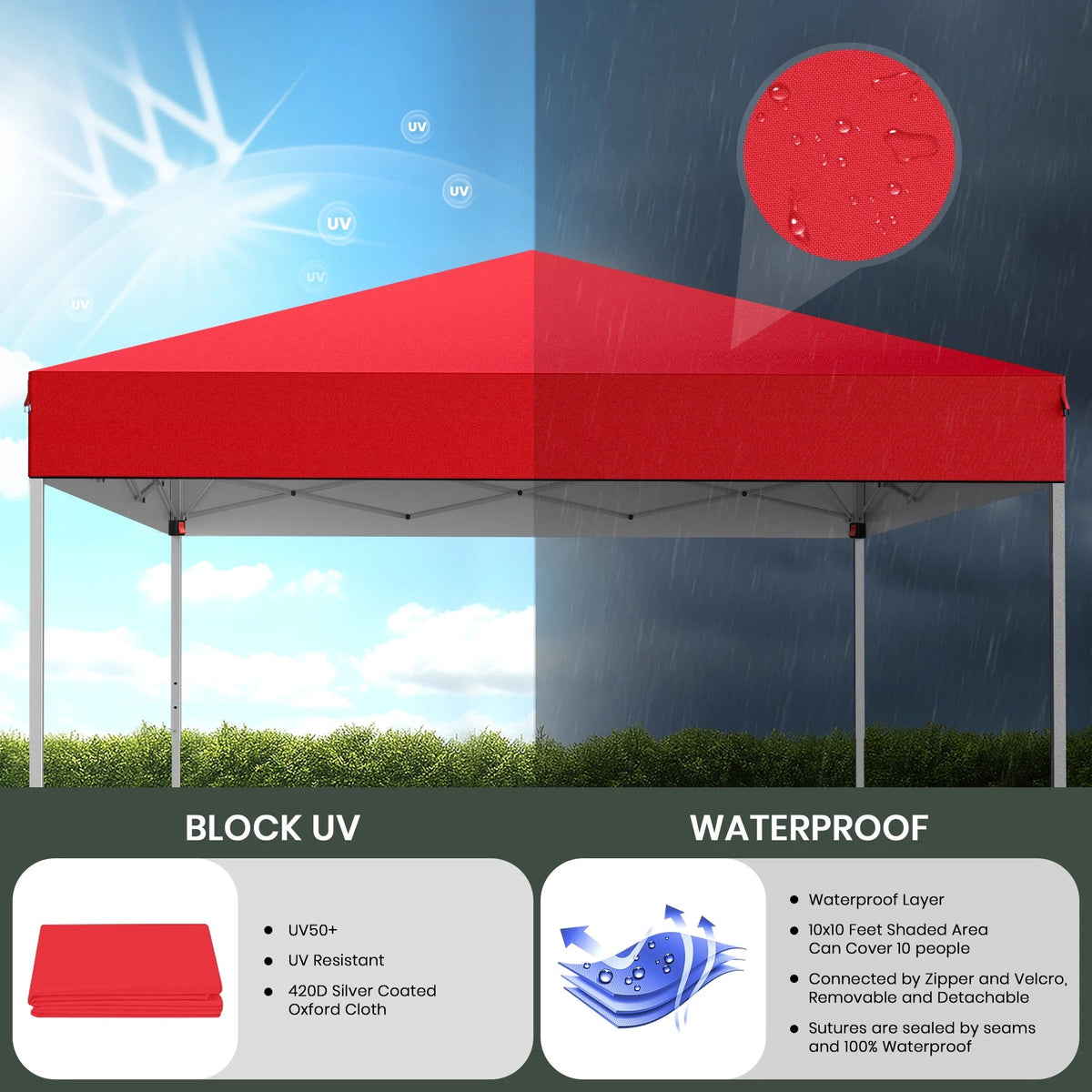 GVDV 10x10 ft Easy Pop Up Outdoor Canopy Tent - Blue